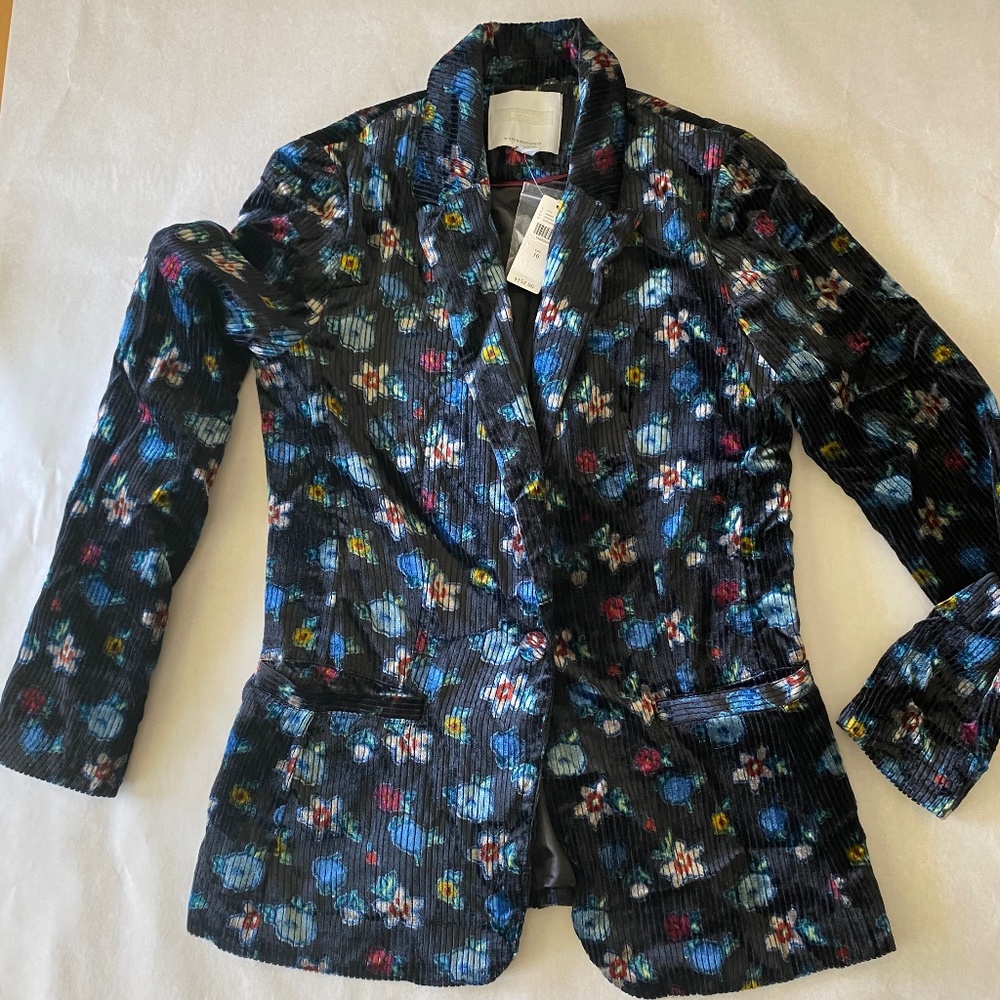 NWT ett:twa for Anthropologie floral velvet blazer